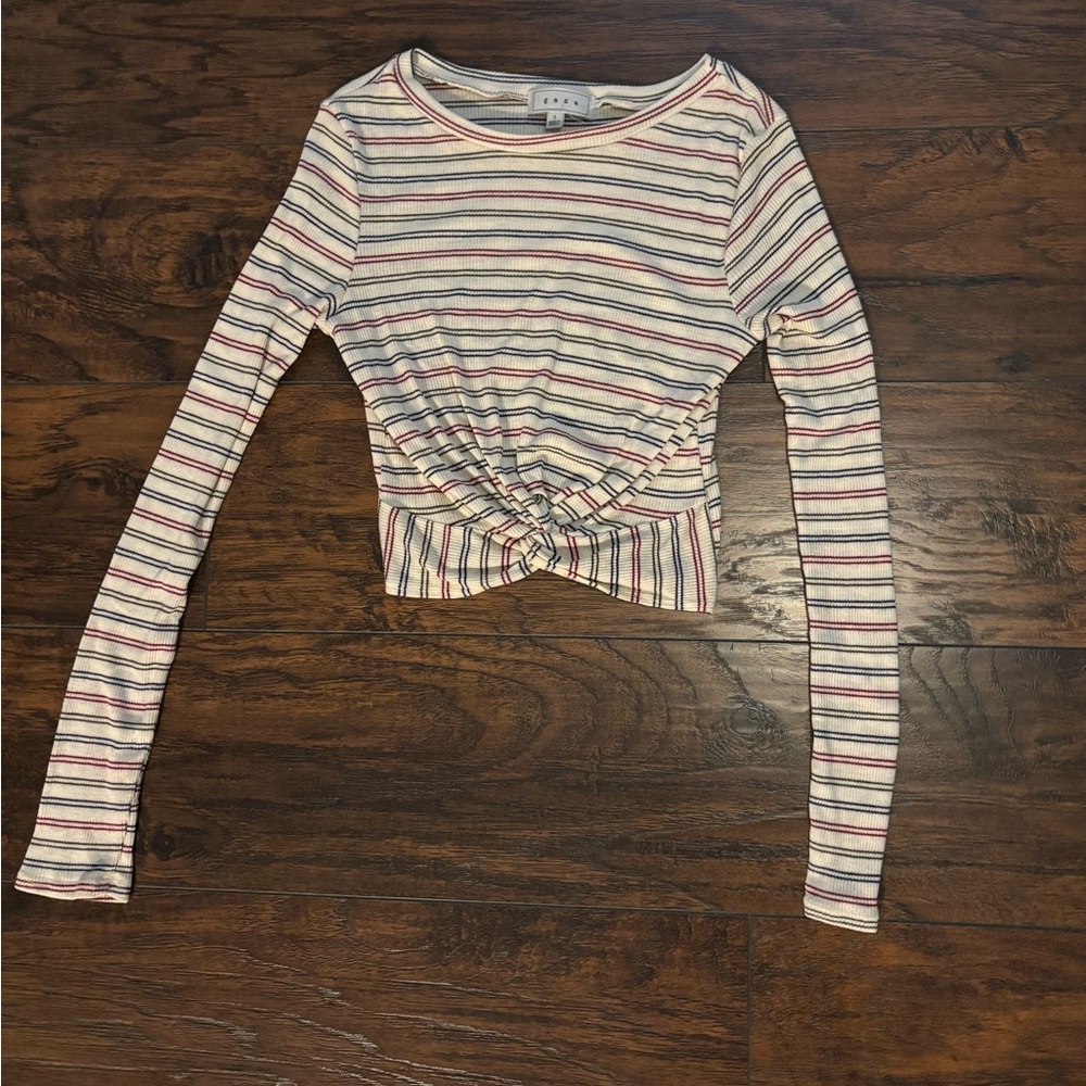 Gaze Small Long Sleeve Crop Top Striped Knot